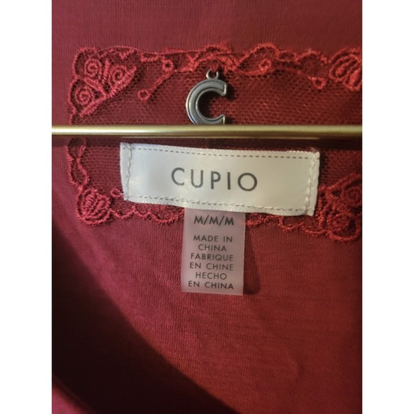 Cupio Burgundy Embroidered 3/4 Sleeve Tunic Top Size M - Picture 4 of 5